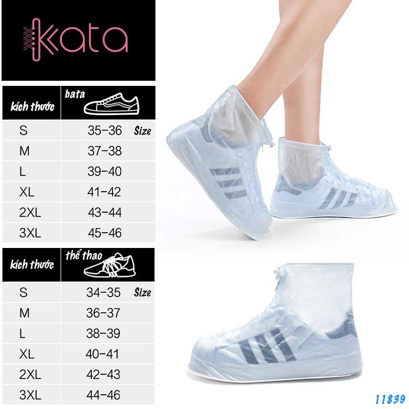 Áo mưa cho giày Nam Nữ bọc giày che mưa chống thấm nước chống trơn trượt 11839