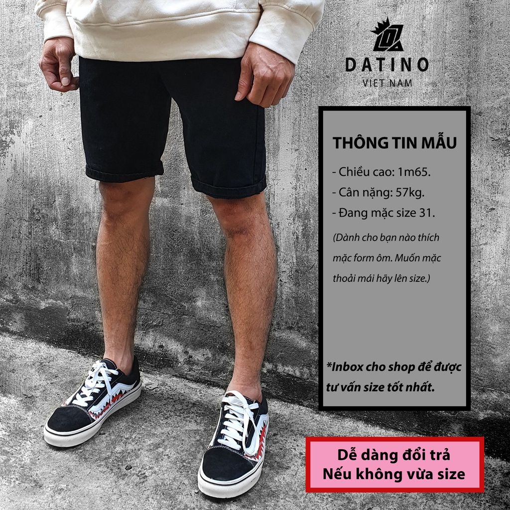 Quần short jean nam DATINO màu Đen Wash Bụi, bền màu không xù