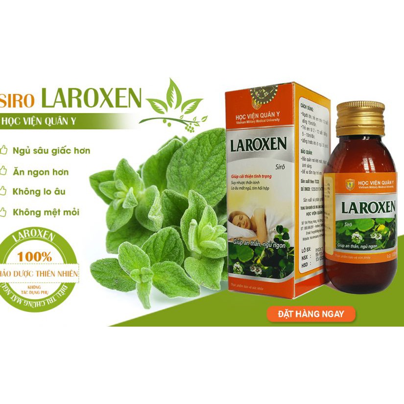 Siro Laroxen - Giúp an thần, ngủ ngon từ thảo dược - Học viện Quân y sản xuất.