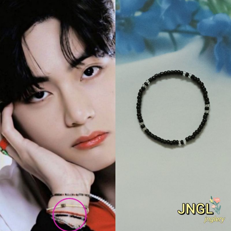 Vòng tay hạt cườm Inspired Taehyung BTS | Vòng tay cheap moment Idol Kpop màu đen