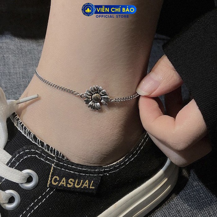 Lắc chân bạc nữ hoa Cúc họa mi chất liệu bạc Thái 925 thời trang phụ kiện trang sức nữ Viễn Chí Bảo L000230