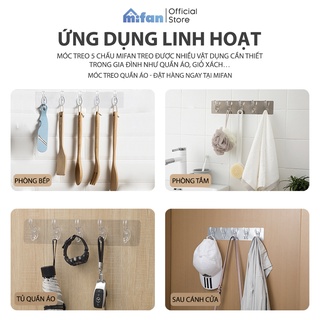 Móc Treo Quần Áo Dán Tường 6 Chấu - Treo Khăn Lau, Đồ Dùng Nhà Bếp, Phòng Tắm Đa Năng MIFAN 2021 - Chịu Lực 15kg