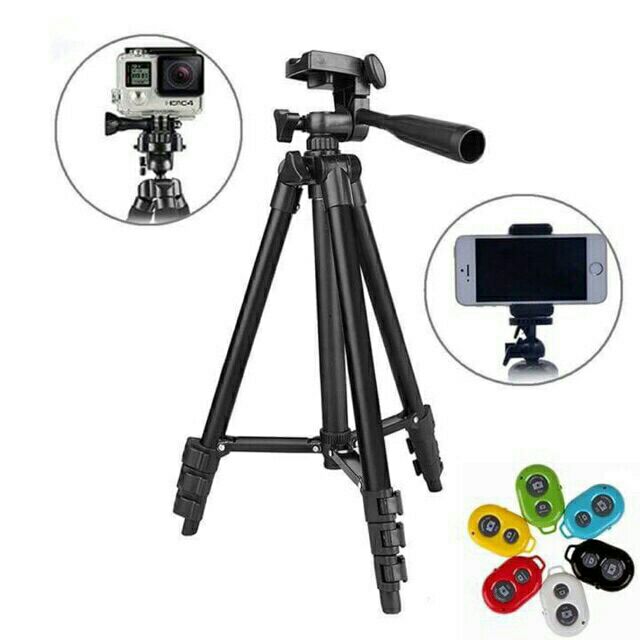 Bộ Gậy Tripod 3 chân 1.5m + Remote Bluetooth + 5 pin | BigBuy360 - bigbuy360.vn