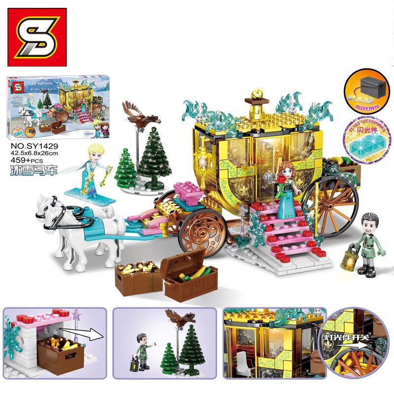 Đồ chơi giáo dục Lắp Ráp mô hình  SY 1429 1442 Frozen Princess Aisha Snow Baby Dressing Box  frozening world Ice Castle