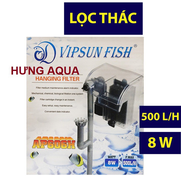 Lọc thác bể cá mini, lọc treo hồ cá bao gồm lọc váng VIPSUN/SOBO 303H 5W, 606H 8W (hàng chuẩn)