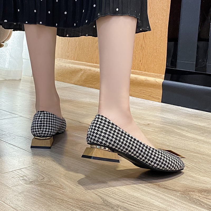 Single Shoes Gentle Spring New Korean Fashion Casual Square Toe Shallow Mouth Thick Heel Women'S Shoes