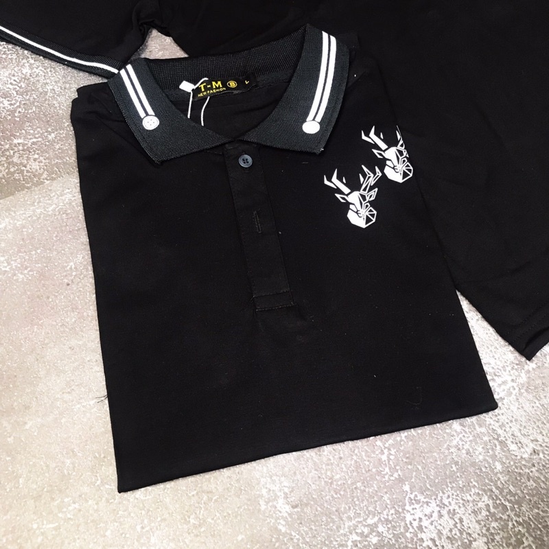 Áo polo nam - ao thun polo nam cổ trụ phối den in hình form ôm dáng chuẩn chất vải thun lạnh cotton thoáng mát