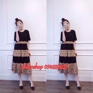 Váy bầu suông dài cotton