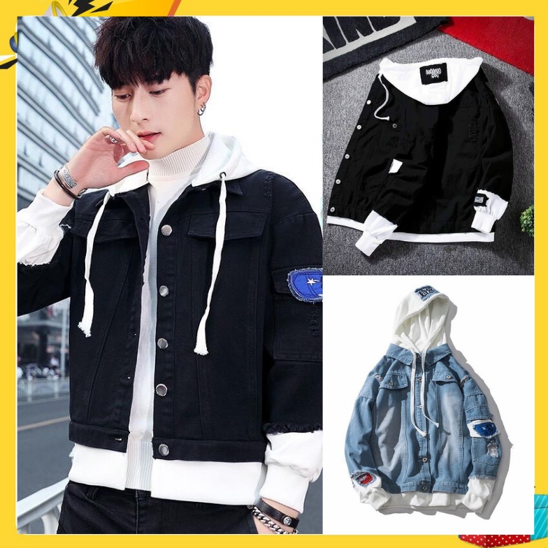 ÁC KHOÁC JEAN FORM RỘNG UNISEX PHỐI NÓN THỜI TRANG