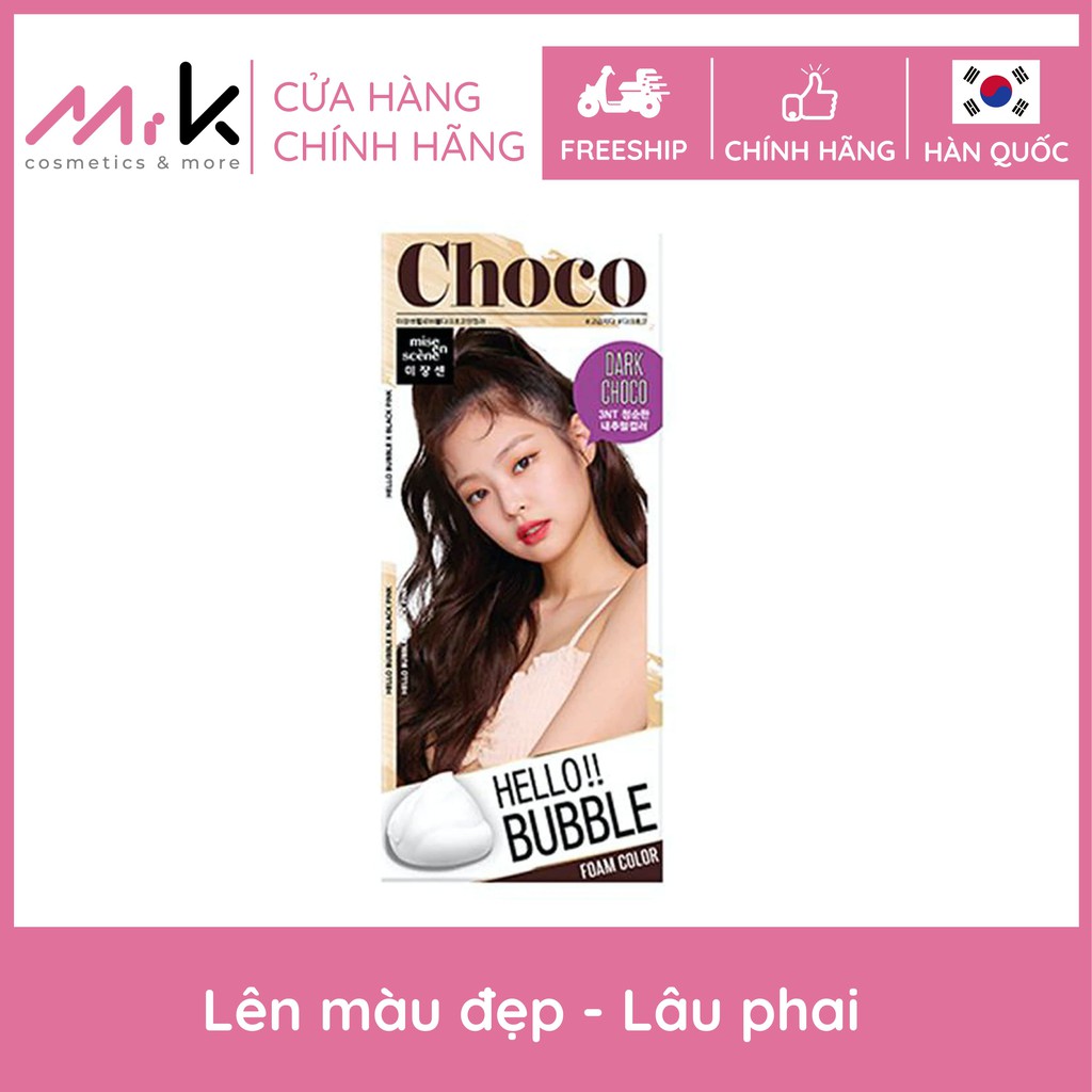 Thuốc nhuộm tóc nâu đen ánh đỏ MiseEnScene Hello bubble 3NT Dark Choco Turn Color  Hàn Quốc, lên màu đẹp, lâu phai