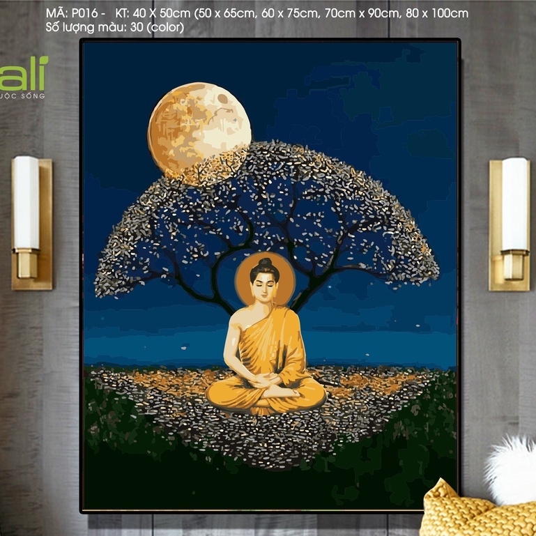 Tranh tô màu số hóa hình Phật cỡ 30x40 mã P016 (có đủ bộ dụng cụ)