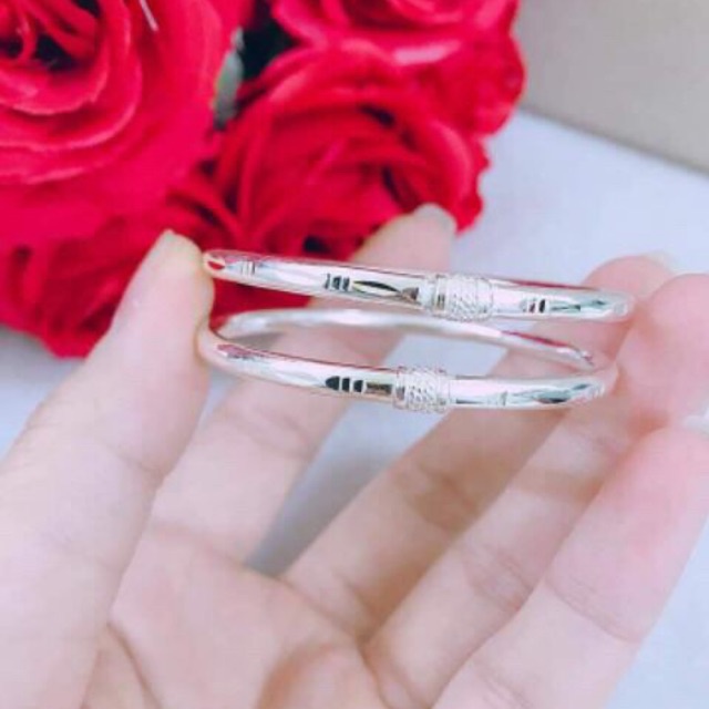 VÒNG TAY NỮ TRƠN PHAY SÁNG ĐẸP CHUẨN BẠC TA-Vòng tay bạc đẹp THJ