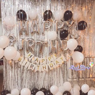 Set Rèm bóng sinh nhật tông Đen Trắng