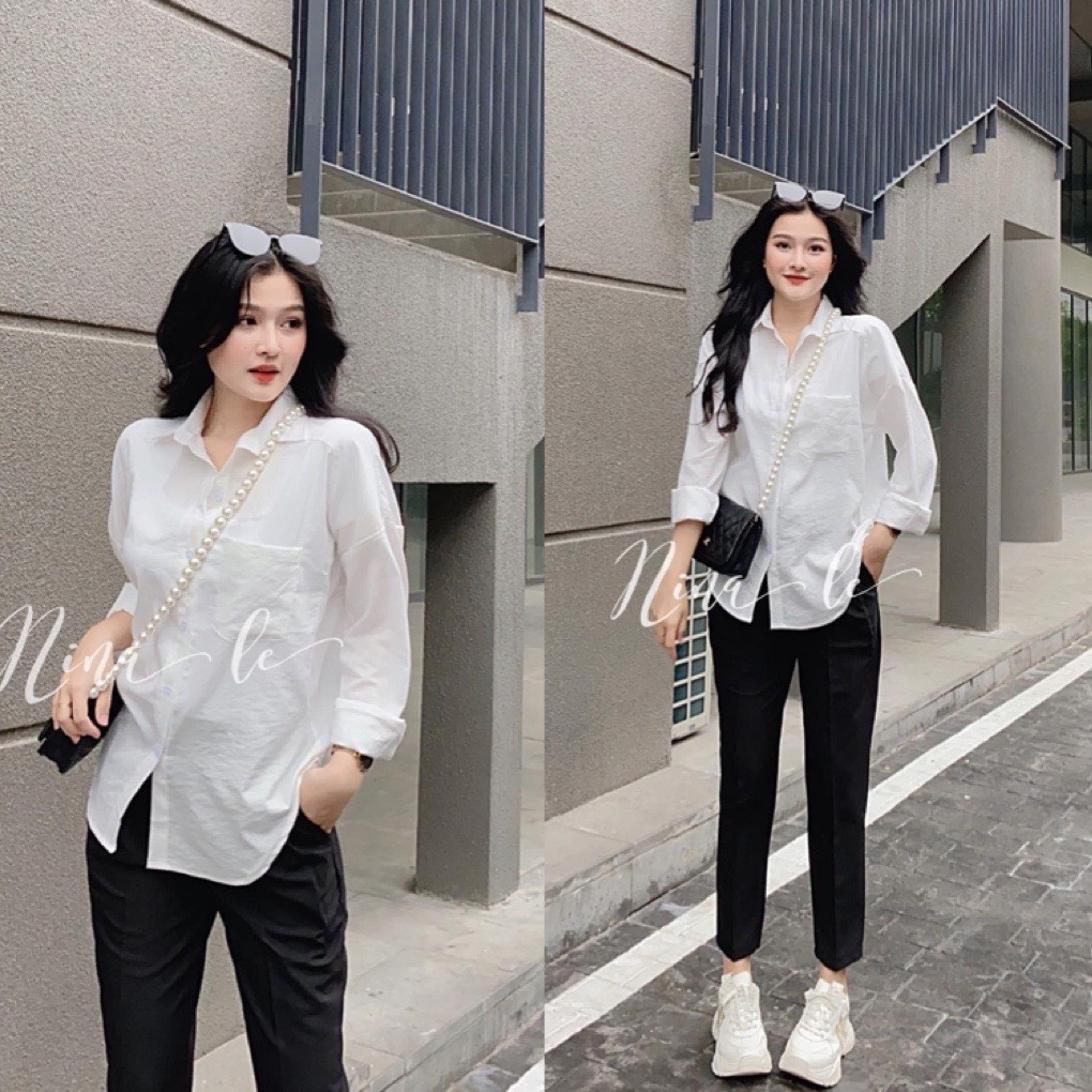 Áo sơ mi nữ chất đũi form rộng freesize thoáng mát