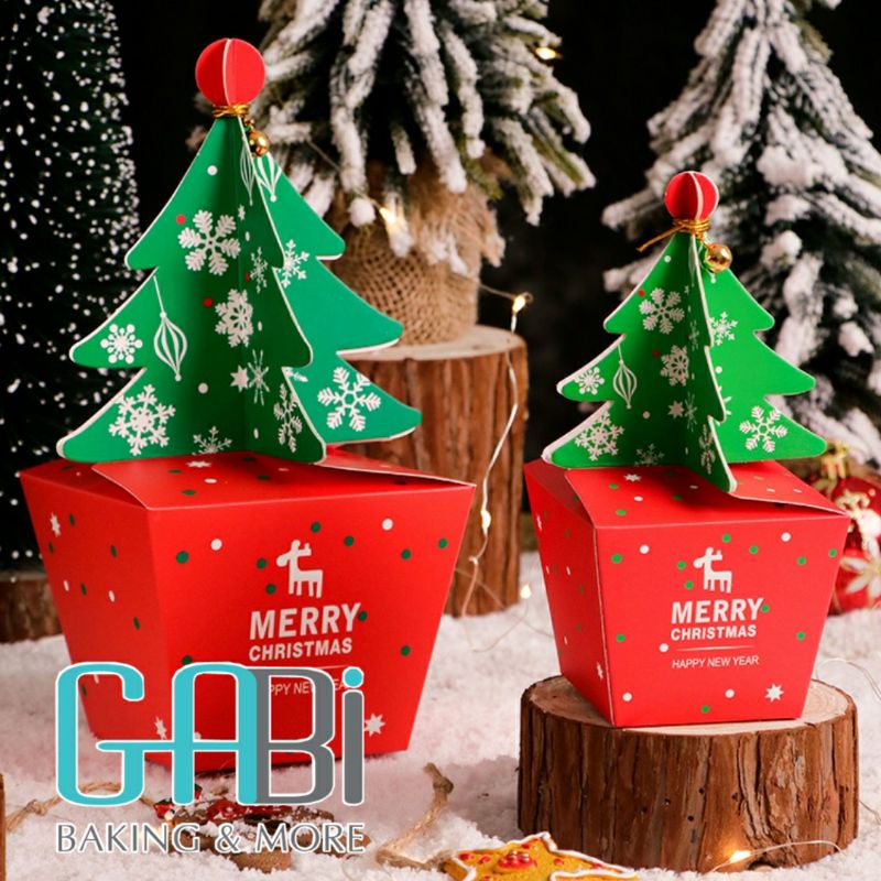 Hộp giấy đựng kẹo, cookie hình cây thông Noel