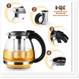 Ấm pha trà thủy tinh có lưới lọc 1300ml