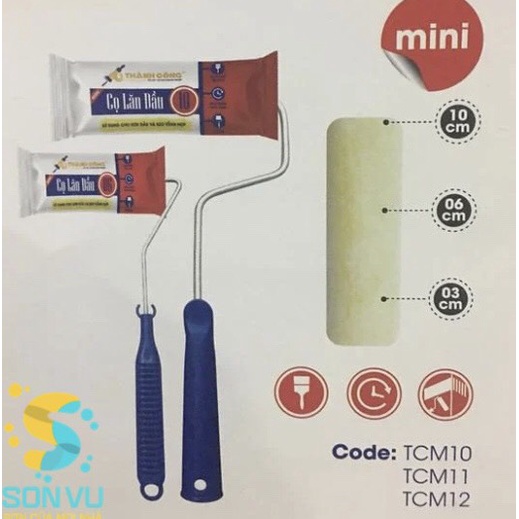 Thành Công - Cọ Lăn chỉ mini sơn dầu cán xanh loại Chuẩn - Loại 3cm, 6cm, 10cm - Lông mịn.