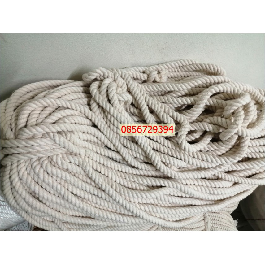 Dây thừng macrame se cotton, dây thừng trang trí size 10mm màu ngà