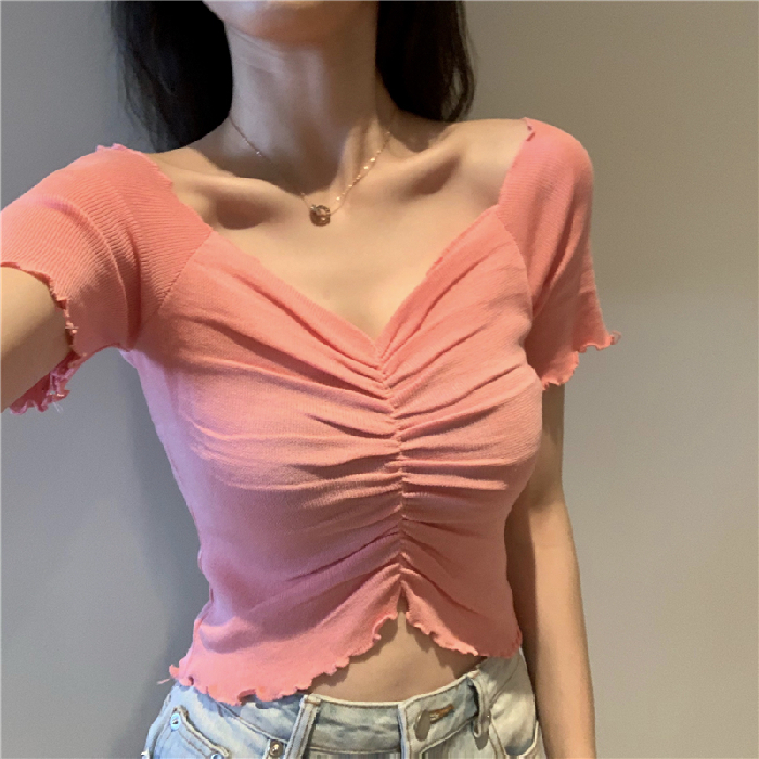 Áo Croptop Nữ Tay Ngắn Phong Cách Hàn Quốc