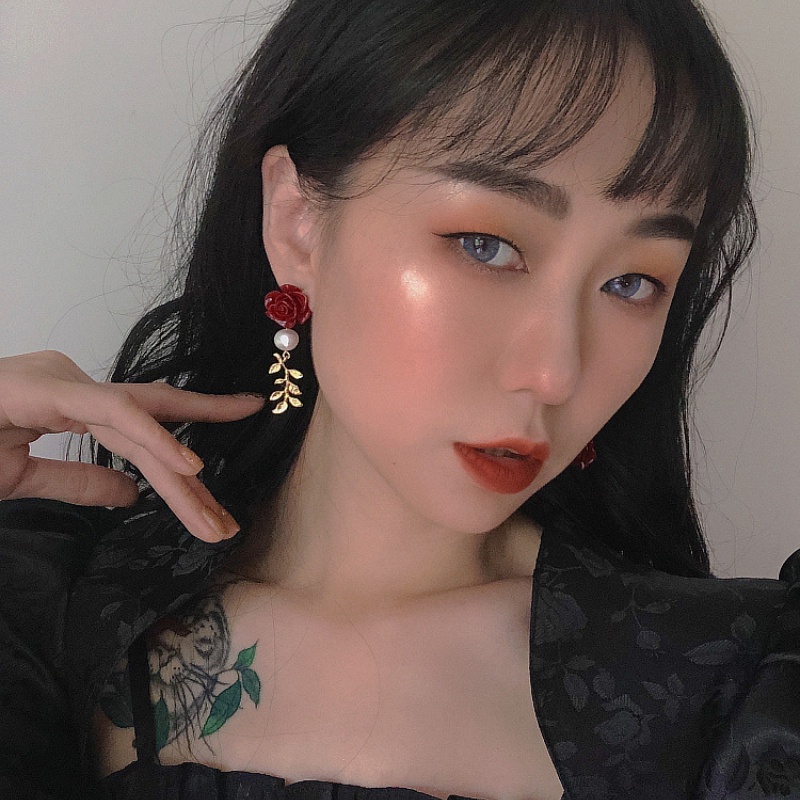 Bông Tai Đính Nơ Nhung Đỏ Phong Cách Hàn Quốc Thời Trang Cho Nữ