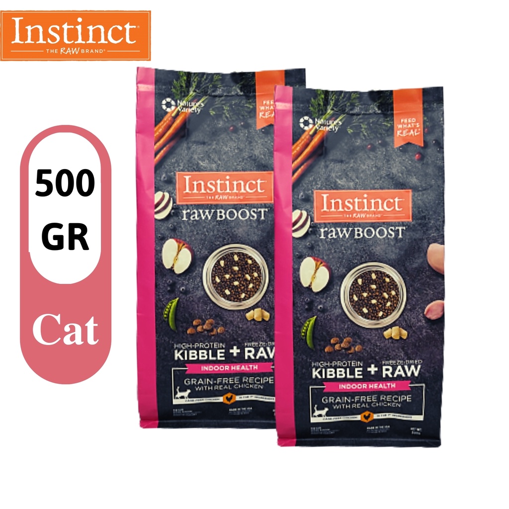 Combo 2 Thức Ăn Cho Mèo Mọi Độ Tuổi Instinct Raw Boost For Indoor Health 500g/Túi -Thịt Gà, Cá Hồi