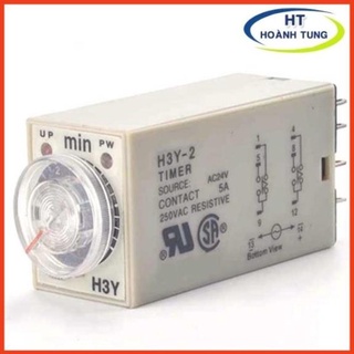 Timer hẹn giờ H3Y-2 relay mini thời gian, công tăc hẹn giờ 8 chân điện áp 24VDC tặng kèm chân đế PYF08A