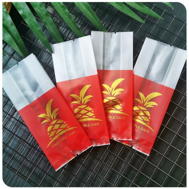 Size 5*13+3cm - Set 100 Túi bánh dứa hàn miệng DỨA ĐỎ NHŨ 5*13+3cm