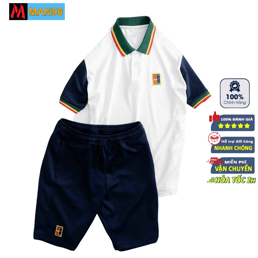 Bộ thể thao nam có cổ thêu logo, đồ bộ nam cao cấp BH25