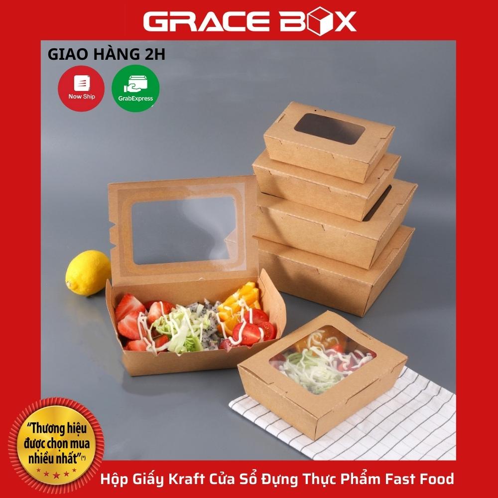 {Giá Sỉ} Lốc 10 Hộp Giấy Kraft Cửa Sổ Đựng Thực Phẩm Fast Food - Siêu Thị Bao Bì Grace Box