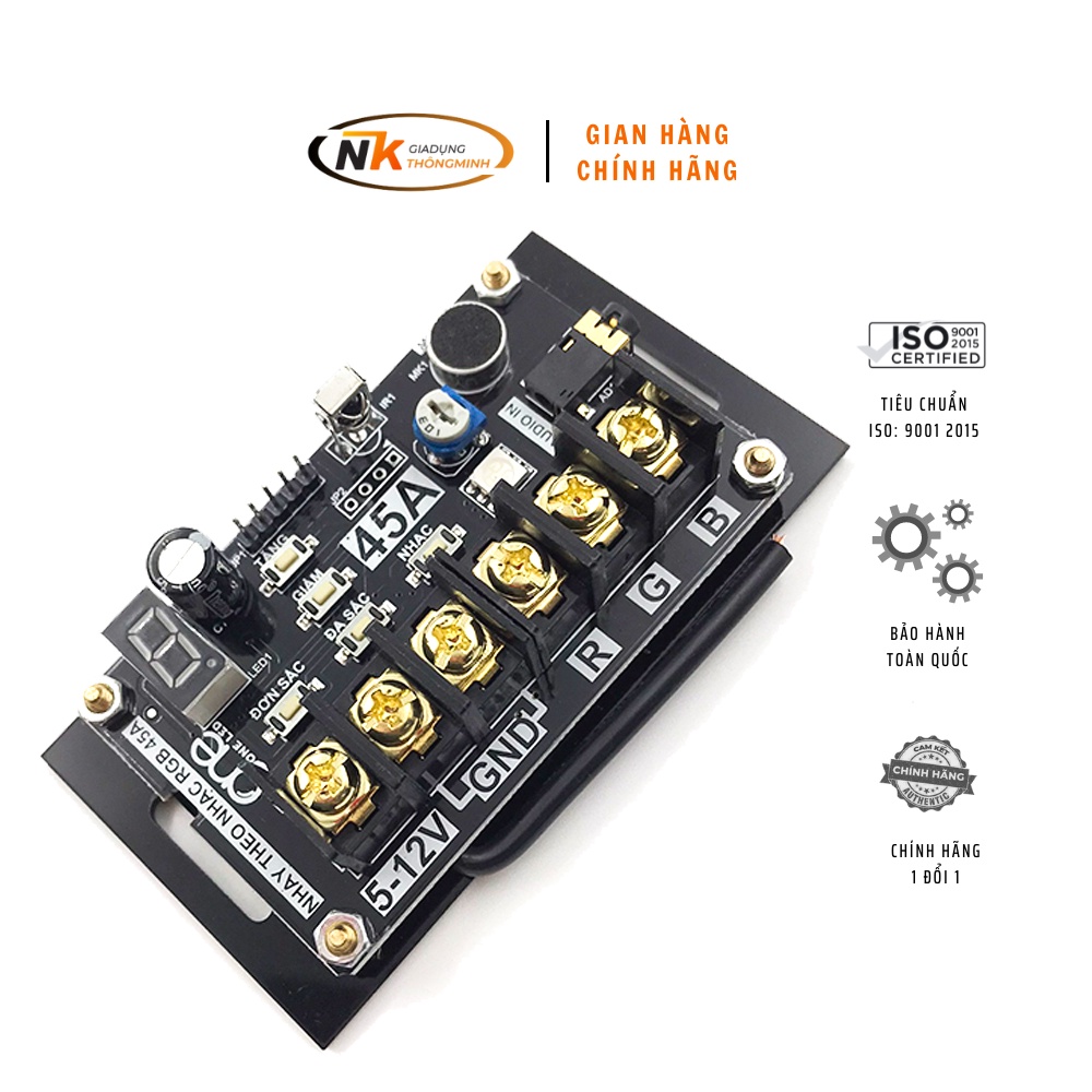 Mạch Điều Khiển LED RGB 7 Màu 45A Nháy Theo Nhạc - Thương Hiệu NK ( Tặng Điều Khiển )