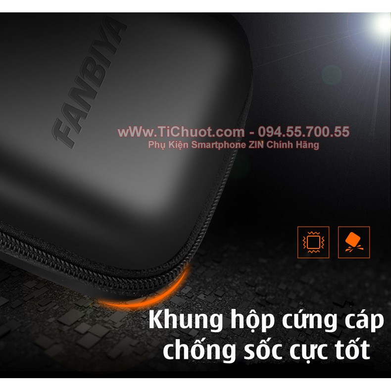 Bóp cứng nhỏ vuông 8x7x4 cm đựng Phụ Kiện Sạc Cáp Tai Nghe đi du lịch