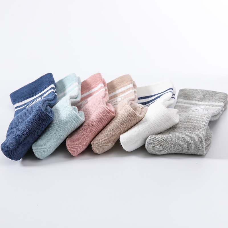 Vớ Cotton Cao Qua Gối Dày Dặn Họa Tiết Kẻ Sọc Màu Sắc Trơn Giữ Ấm Mùa Thu Cho Bé