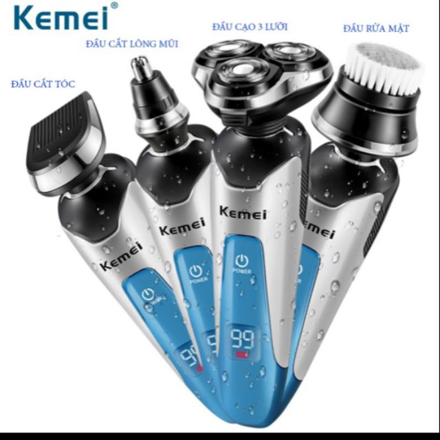 Máy cạo râu 3 lưỡi 4 in 1 kemei 5390 chuyên nghiệp