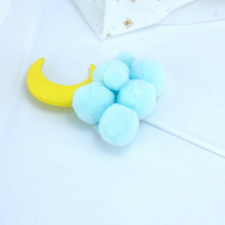 Topper cắm mây trăng, mây sao trang trí bánh kem, trang trí bánh sinh nhật