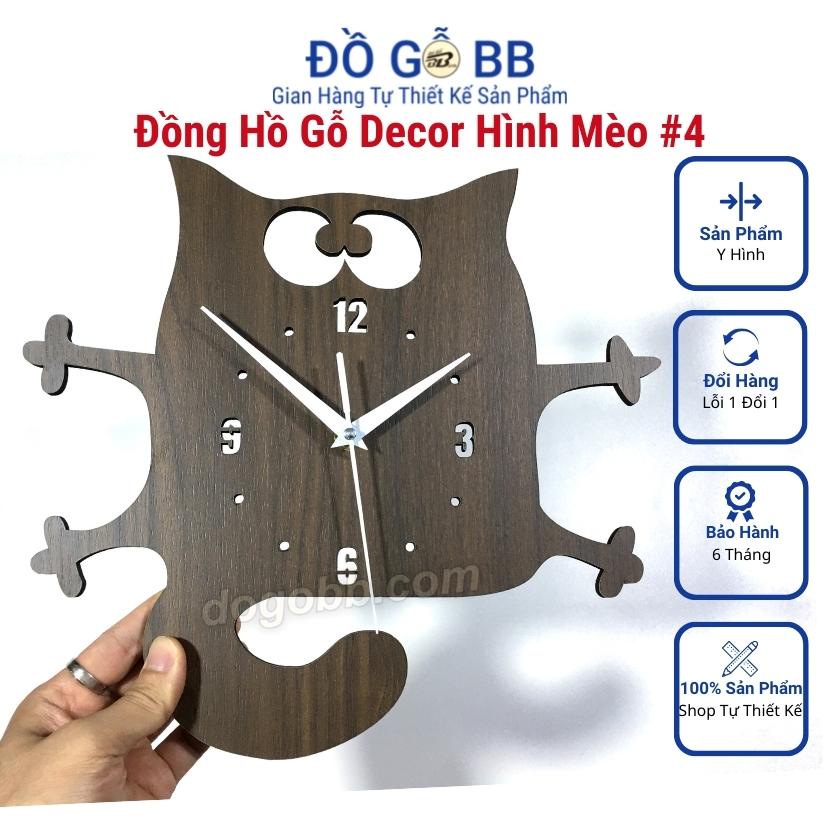 30cm Đồng Hồ Treo Tường Giá Rẻ Hình Mèo Phim Hoạt Hình Cho Trẻ Em Đẹp Bằng Gỗ Trang Trí - Đồ Gỗ BB