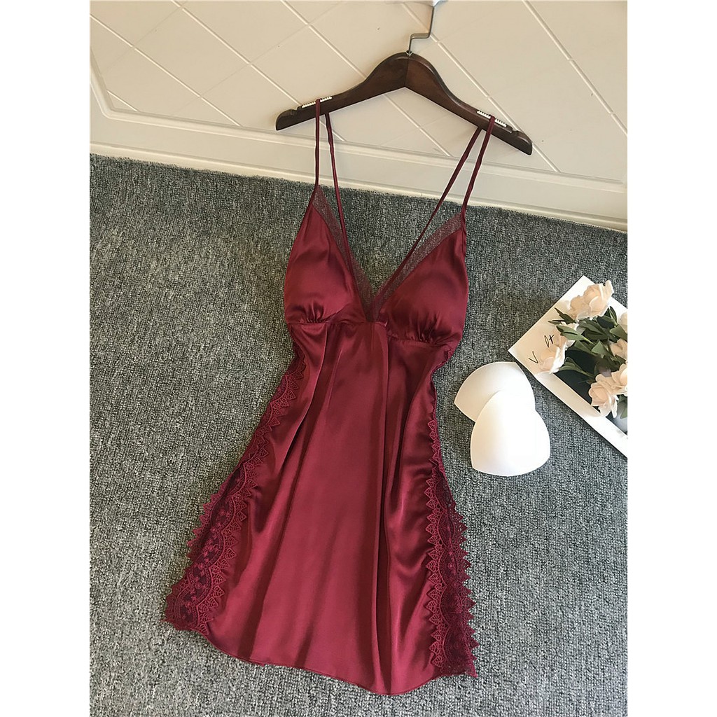 Váy Ngủ Lụa 2 Dây Phong Cách Cực Quyến Rũ - Đầm Ngủ Lụa Cao Cấp Siêu Mềm Mỏng Có Lót Ngực Tháo Rời VN008 [BINO]