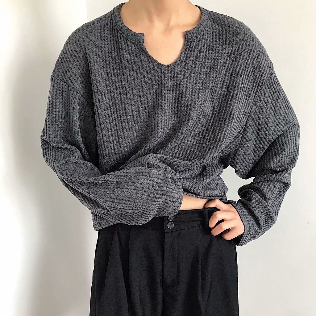Áo Hoodie Tay Dài Cổ Chữ V Dáng Rộng Phong Cách Hàn Quốc Dành Cho Nam Nữ