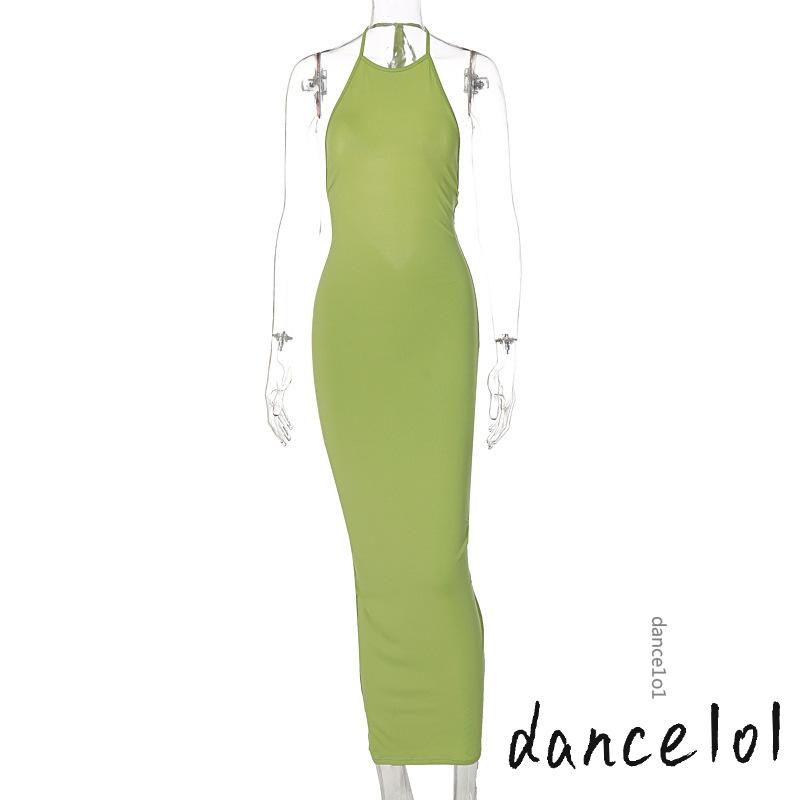 Đầm Khiêu Vũ Hở Lưng Buộc Dây Màu Trơn 1O1 Cho Nữ