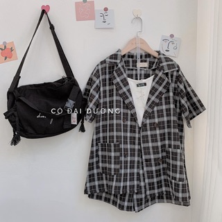 Set kẻ áo vest