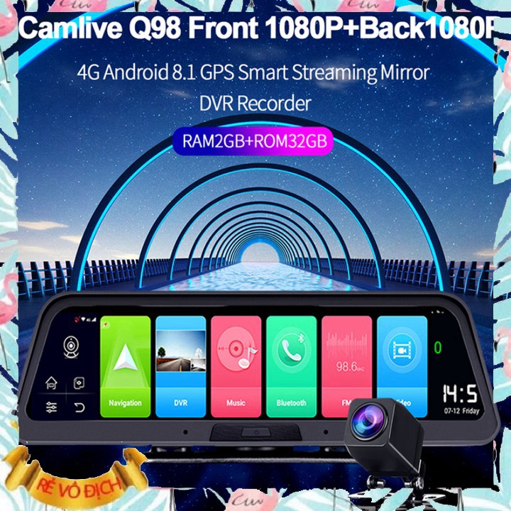 Camera đặt taplo ô tô cao cấp Phisung Q98, 4G, Wifi, GPS ,10 inch (Ghi hình trước sau cùng lúc)- Bảo hành 12 tháng [M] | BigBuy360 - bigbuy360.vn