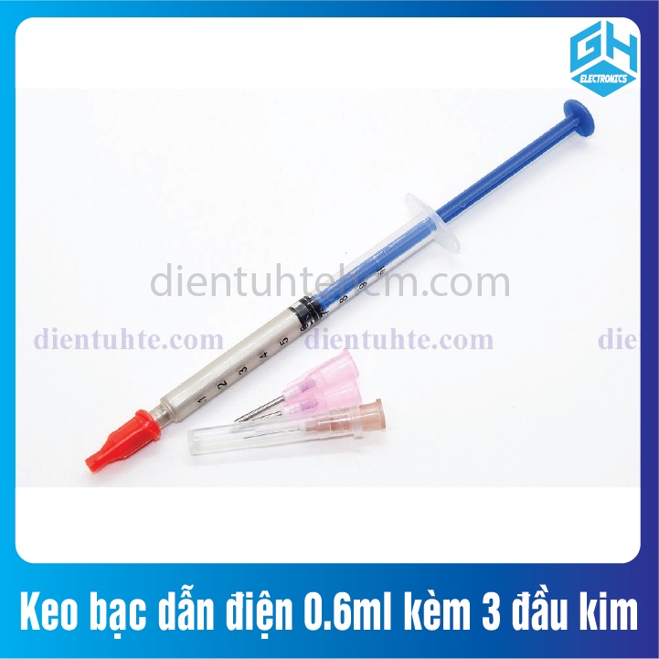 Keo dẫn điện bạc chuyên dùng 0.6ml kèm 3 đầu kim, Sơn Dính, Cho Bảng Mạch Điện Tử Sửa Chữa PCB