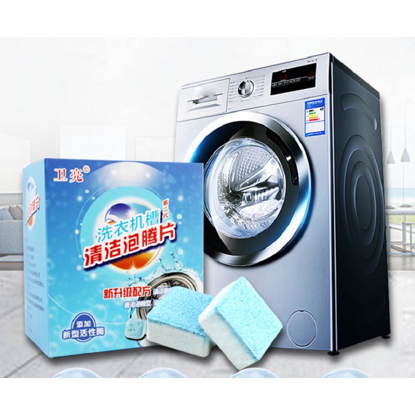 Combo tẩy lồng máy giặt 12 viên siêu sạch siêu tiết kiệm thời gian