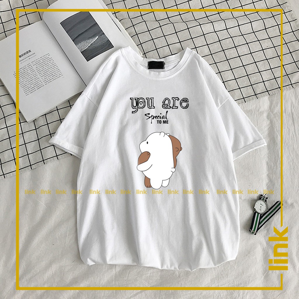 Áo WE BARE BEARS - Chúng tôi đơn giản là gấu unisex tay lỡ ( Đen, Trắng, Xanh, Đỏ Cam, Vàng )