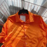 Áo sơ mi nữ dài tay Bingshop màu cam dáng trơn basic