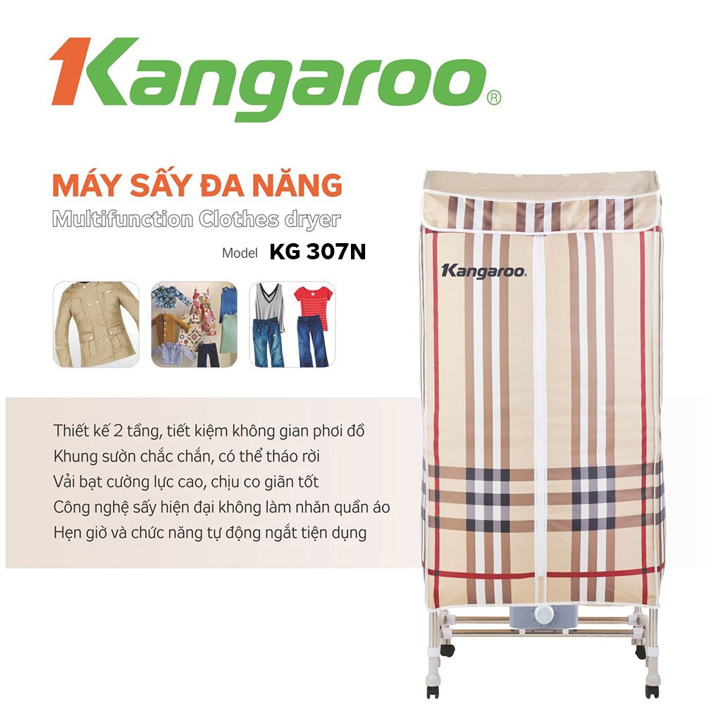 Máy sấy quần áo đa năng Kangaroo KG307N