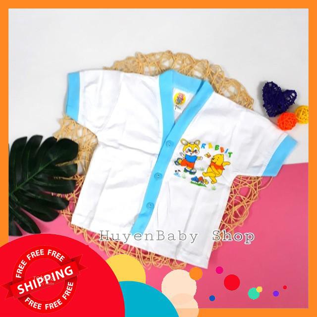 (Free ship) Bộ 5 áo sơ sinh tay ngắn màu trắng Hello Baby cho bé từ 3-11,3kg loại đẹp