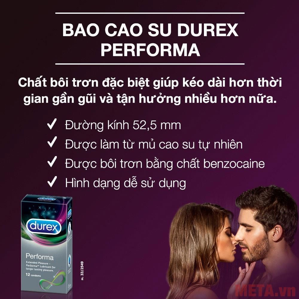 Sỉ  - 1 cái- Bao cao su Durex Performa chống xuất tinh sớm kéo dài thời gian yêu cực khoái chính hãng - Hanayuki (1 cái)
