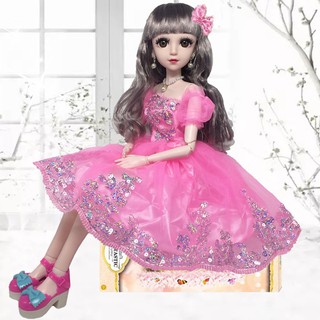 Búp Bê 3D BJD Cao 60cm 18 Khớp Váy Hồng Kim Sa Lấp Lánh
