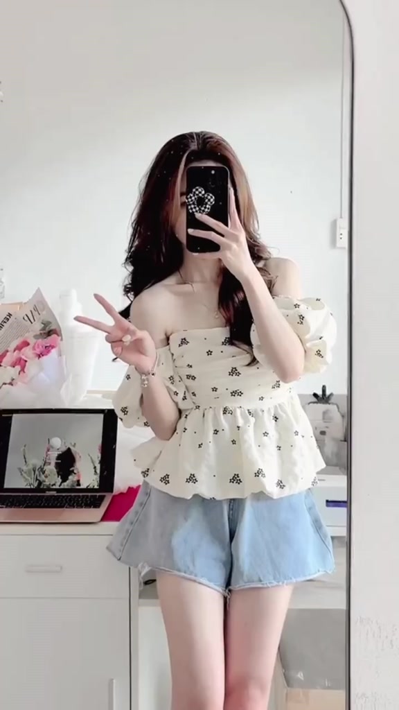 Áo Trễ Vai Hoa Xốp Tay Bồng Chun Sau Hàng Đẹp Có Ảnh Thật | BigBuy360 - bigbuy360.vn