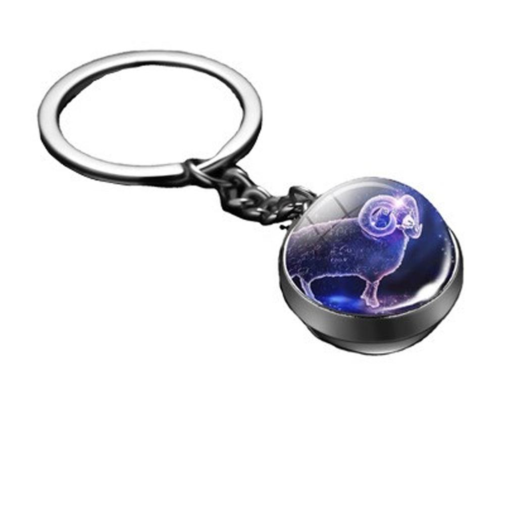 Móc Khóa Quả Cầu Kính Phát Sáng Hình 12 Cung Hoàng Đạo REBUY1